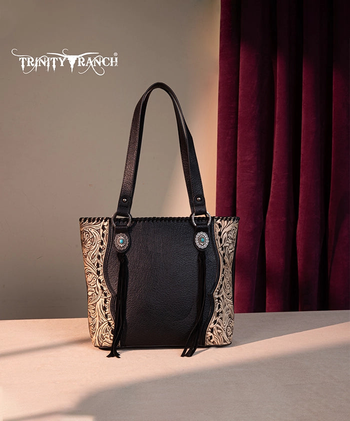 Trinity Ranch Floral Tooled Concealed Carry Tote Bag Set - Stylish Leather Purse with Hidden Gun Compartment for Women | Perfect for Everyday Carry, Travel & Outdoor Adventures
