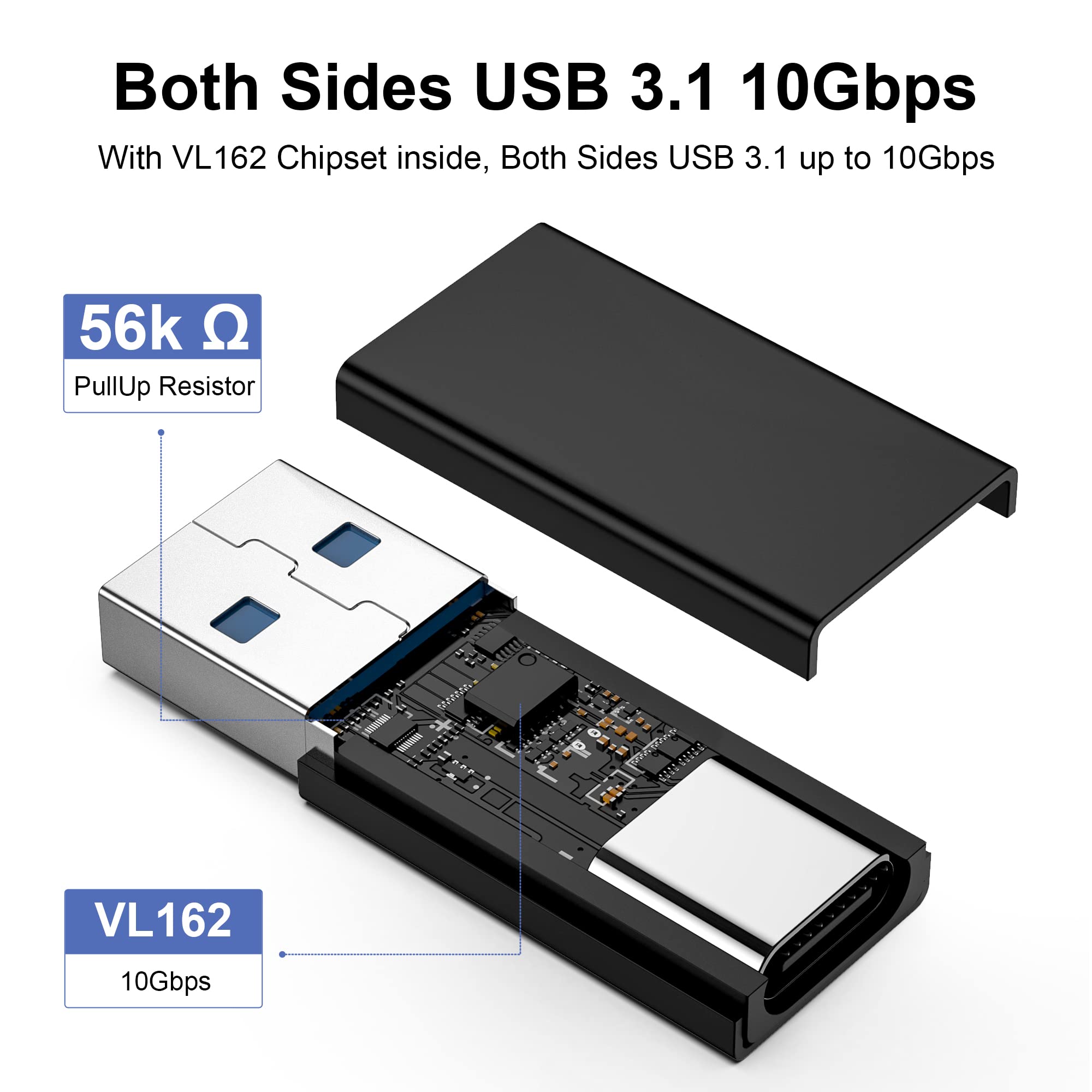 RIITOP USB 3.1 Type A to Type C Adapter - 10Gbps High Speed Data Transfer - Reversible USB C Female to USB A Male Converter - Compatible with MacBook, Samsung Galaxy, iPhone 15 - Perfect for Charging & Fast File Transfer Between Devices