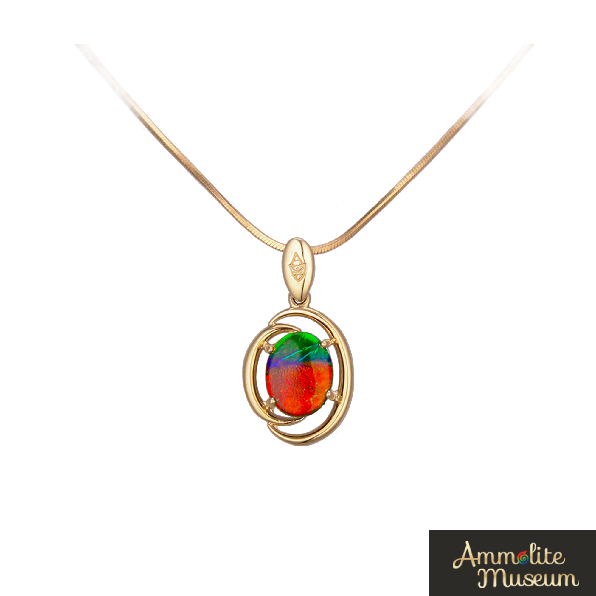 14K Gold Oval Harmony Ammolite Pendant Necklace for Women - Elegant Jewelry Gift for Birthday, Anniversary & Special Occasions