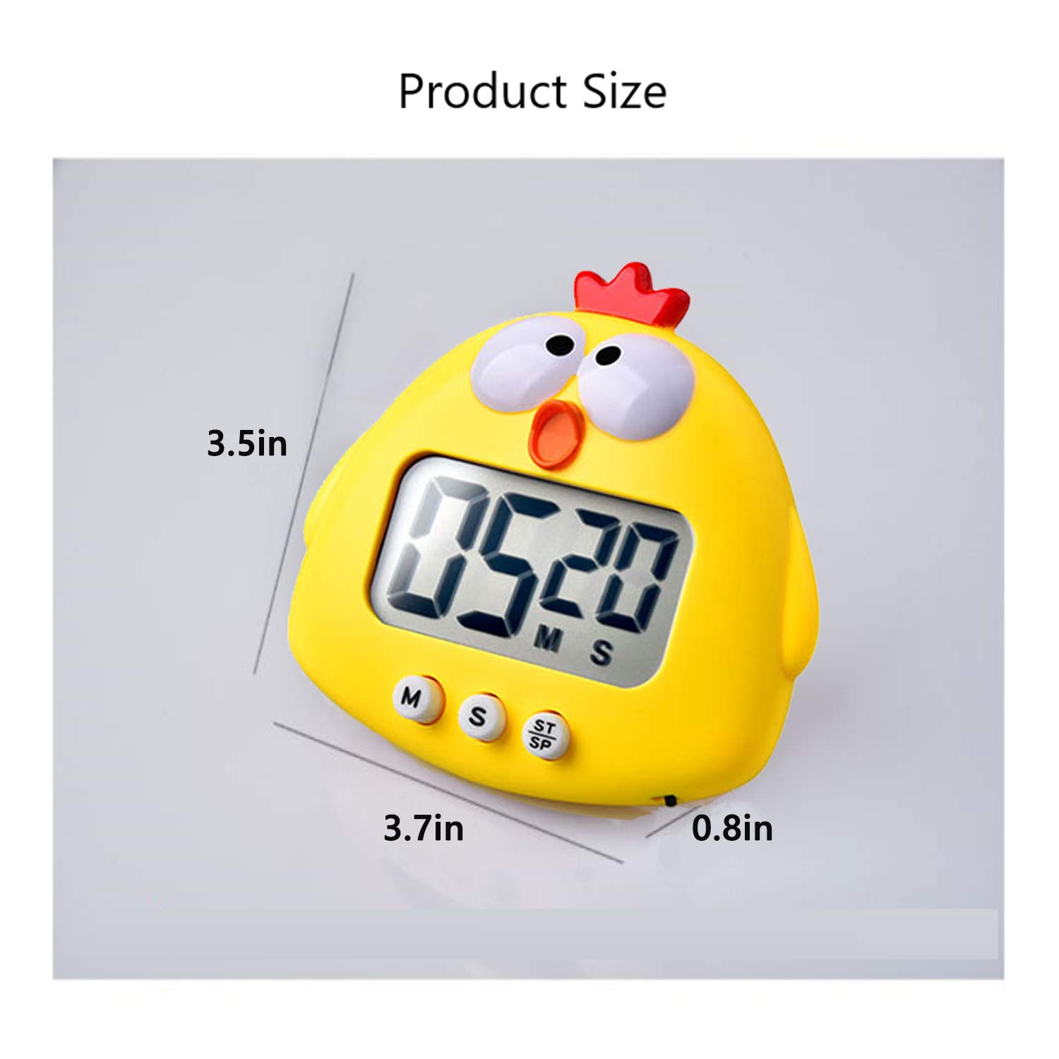 Digital Kitchen Timer with Magnetic Back & Large LCD Screen - Cute Cartoon Animal Countdown Timer for Cooking, Baking, Sports & Games | Hangable Alarm Clock with Stand for Home, Office & Classroom Use