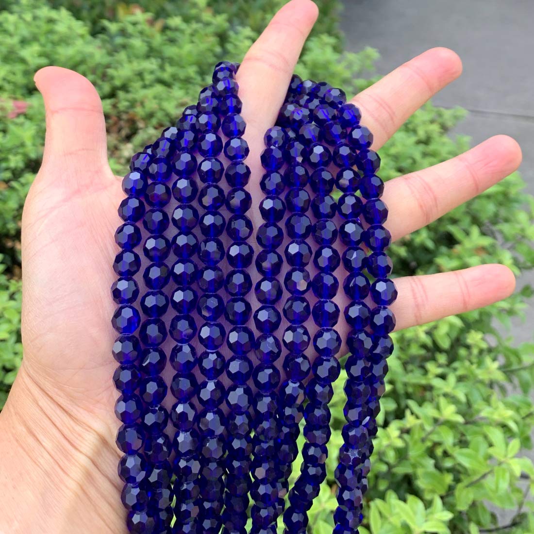 5 Strands Czech 8mm Faceted Round Crystal Glass Loose Beads Spacers Bulk Cobalt Blue (330-340pcs) - DIY Jewelry Making, Bracelets, Necklaces, Earrings & Craft Projects - High Quality Glass Beads for Handmade Accessories