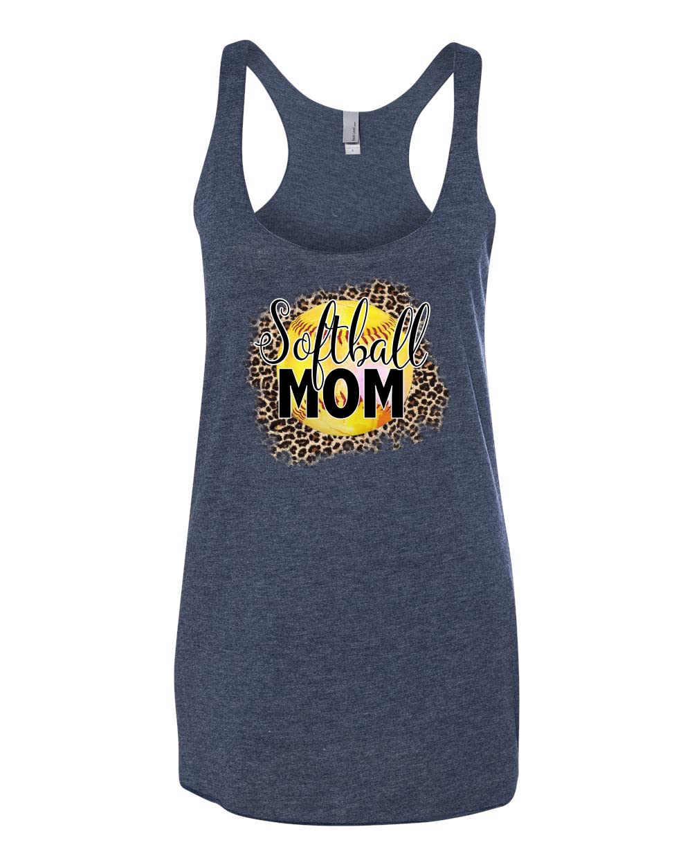 Softball Mom Animal Print Sports Tank Top - Tri-Blend Racerback Athletic Shirt for Girls | Perfect for Baseball Games, Team Practice & Casual Wear