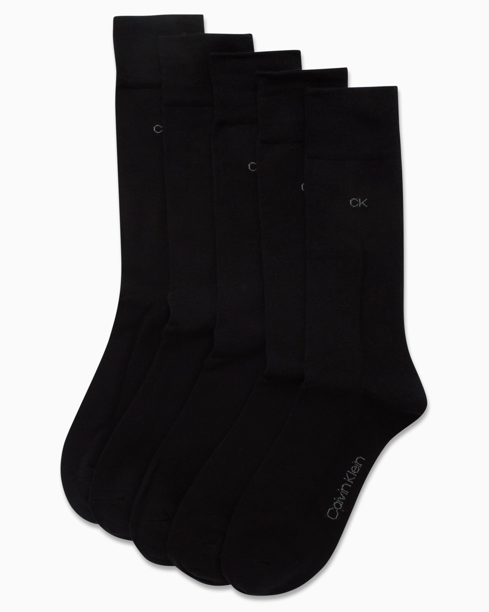 Calvin Klein Men's Dress Socks 5-Pack - Plain & Printed Crew Calf Compression Socks for Men Size 7-12 | Comfortable Office, Business & Formal Wear Socks for Work & Dress Shoes