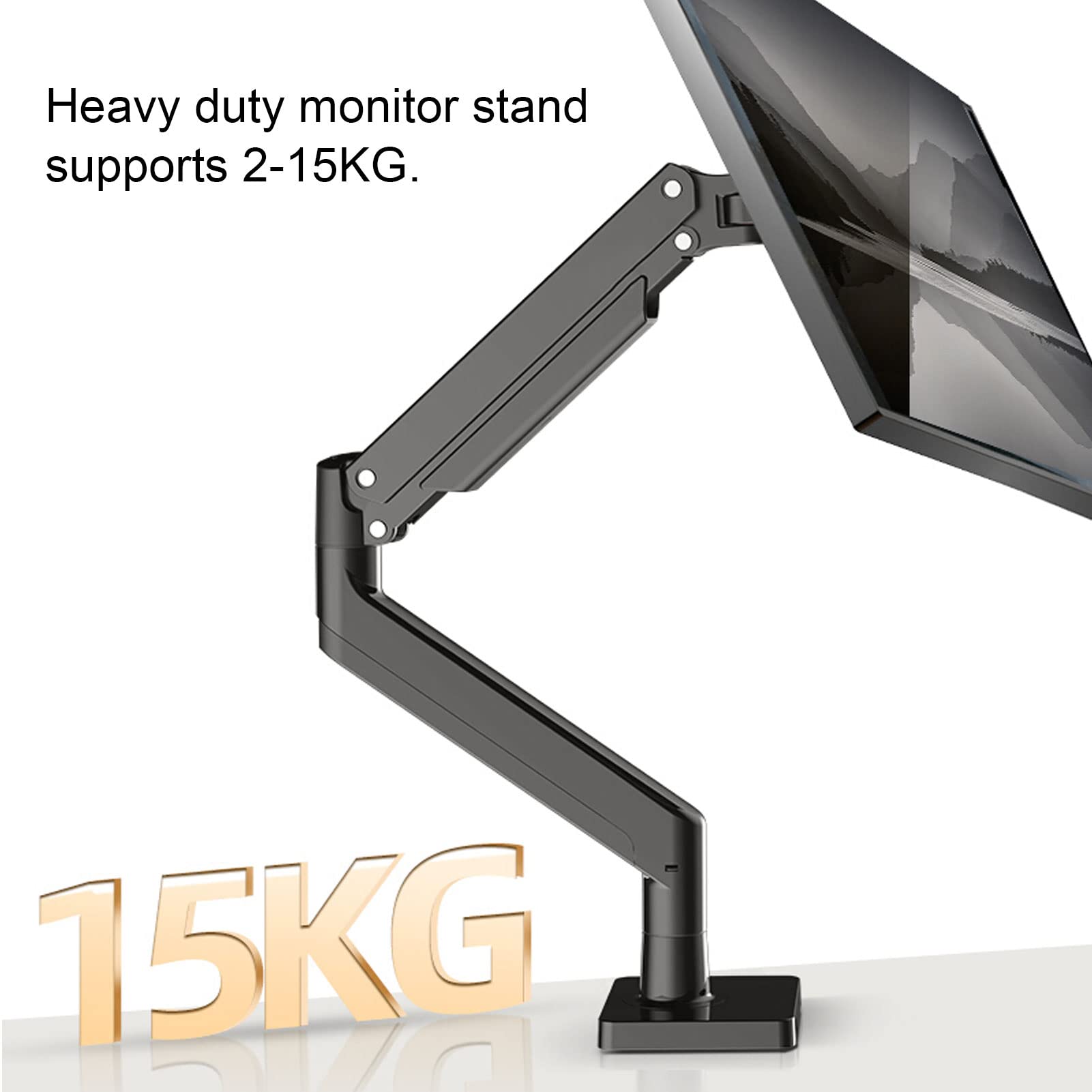 Septpenta Adjustable Single Monitor Stand - VESA Mount Compatible for Flat & Curved Screens (2-15kg) | Perfect for Home Office, Gaming & Workspace Setup