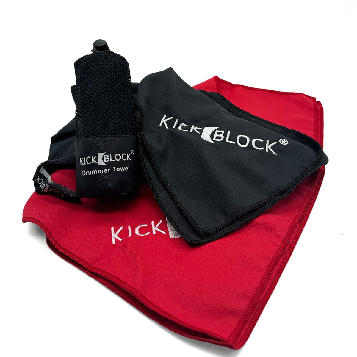 Drummer Towel - Quick Dry & Sweat Absorbing Hand Towel for Musicians - Drum Kit Accessory with Clip - Perfect for Live Performances & Practice Sessions - Ideal Gift for Drummers (Red)
