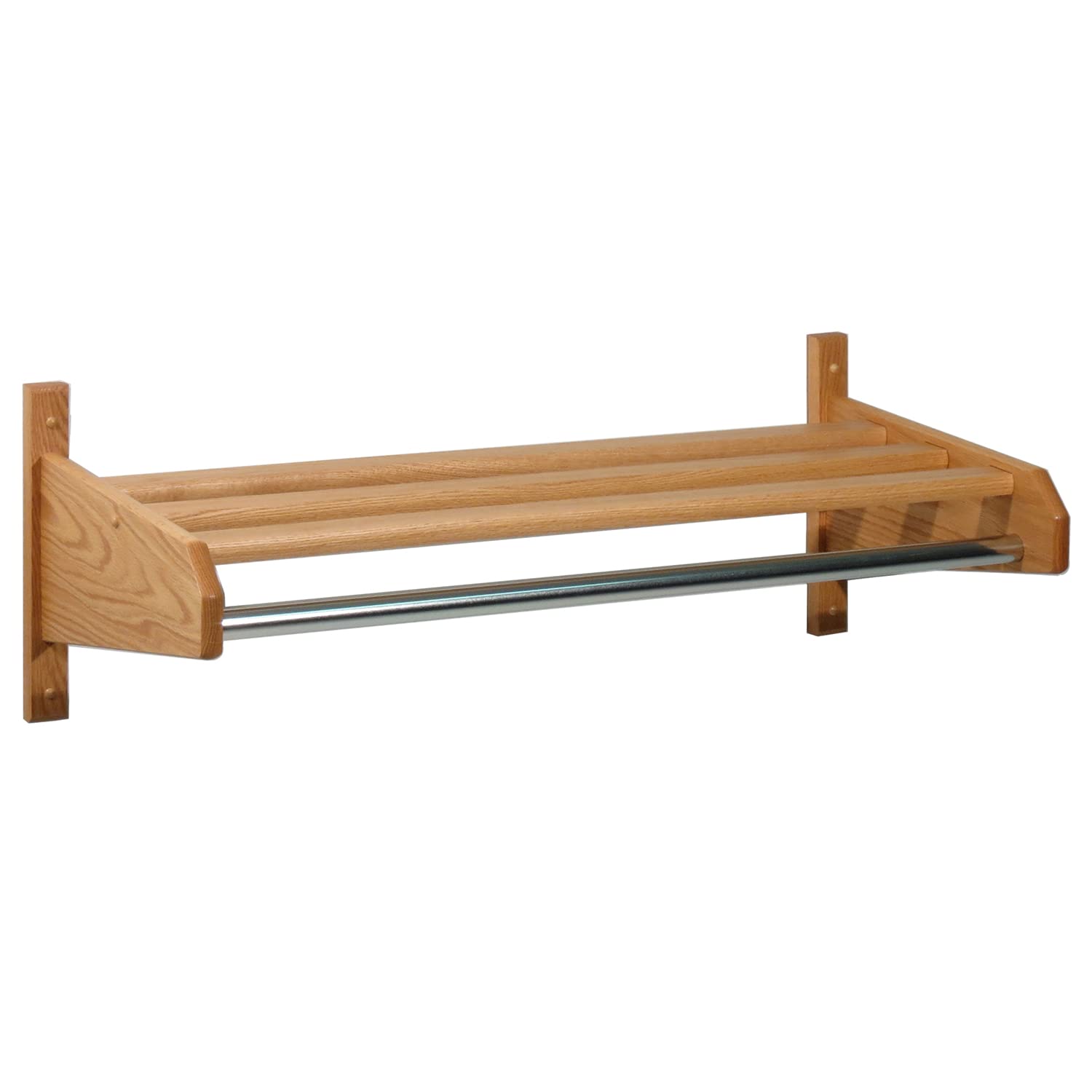 26-Inch Light Oak Wooden Coat and Hat Rack with Small Hook Hangers - Perfect for Entryway, Bedroom, or Mudroom Organization