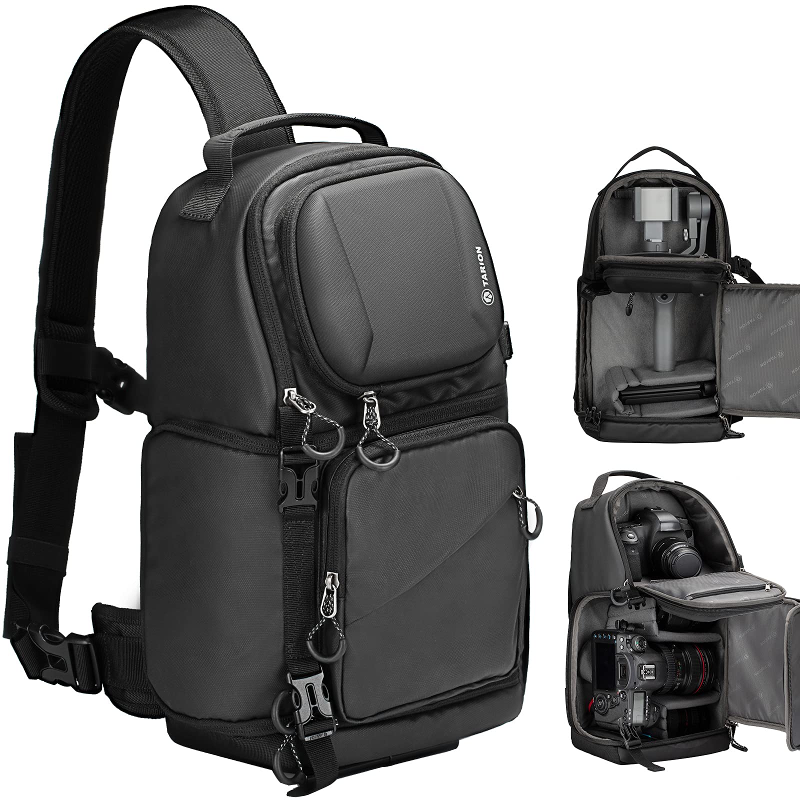 TARION TR-S Waterproof Camera Shoulder Bag - Travel Photography Backpack with Rain Cover for DSLR & Mirrorless Cameras - Perfect for Outdoor Adventures, Hiking & Travel Photography (Black, Classic)