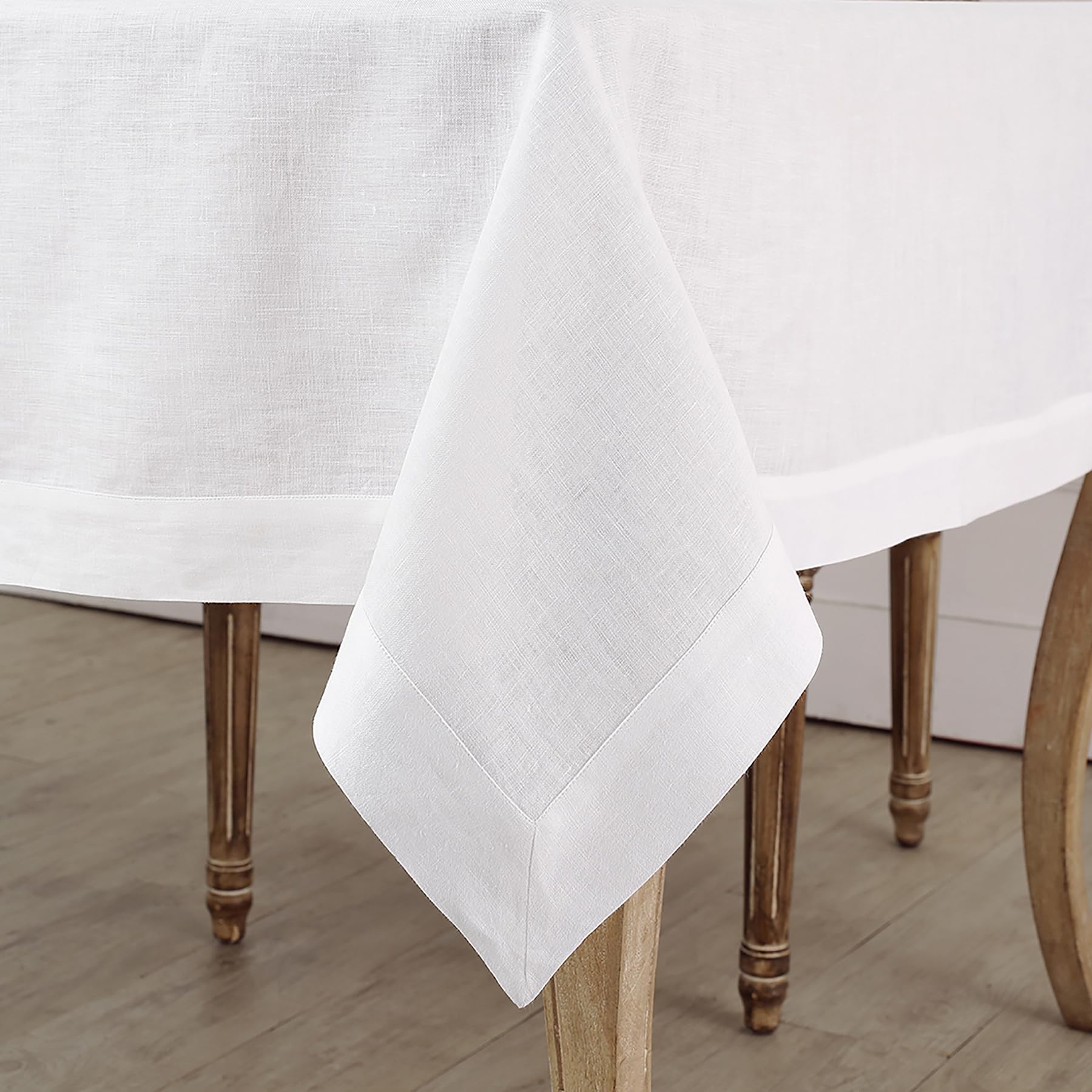 Solino Home 100% Pure Linen Tablecloth 60 x 132 Inches - Premium White Rectangle Table Cloth for Dining, Wedding & Party Decor - Machine Washable Linen Fabric for Easter, Mother's Day & Spring Celebrations - Perfect for Formal Dinners, Holiday Gatherings & Special Occasions
