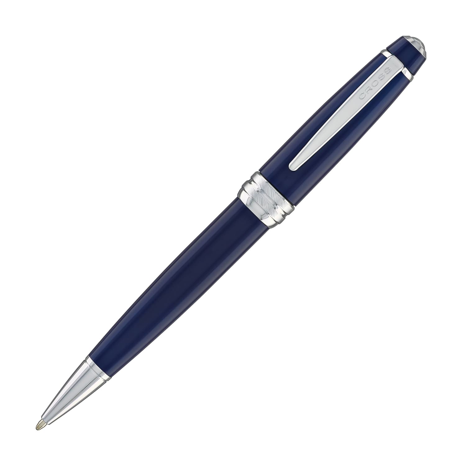 Premium Cross Bailey Ballpoint Pen - Elegant Blue Lacquer with Chrome Trim for Office, Business & Gift Giving