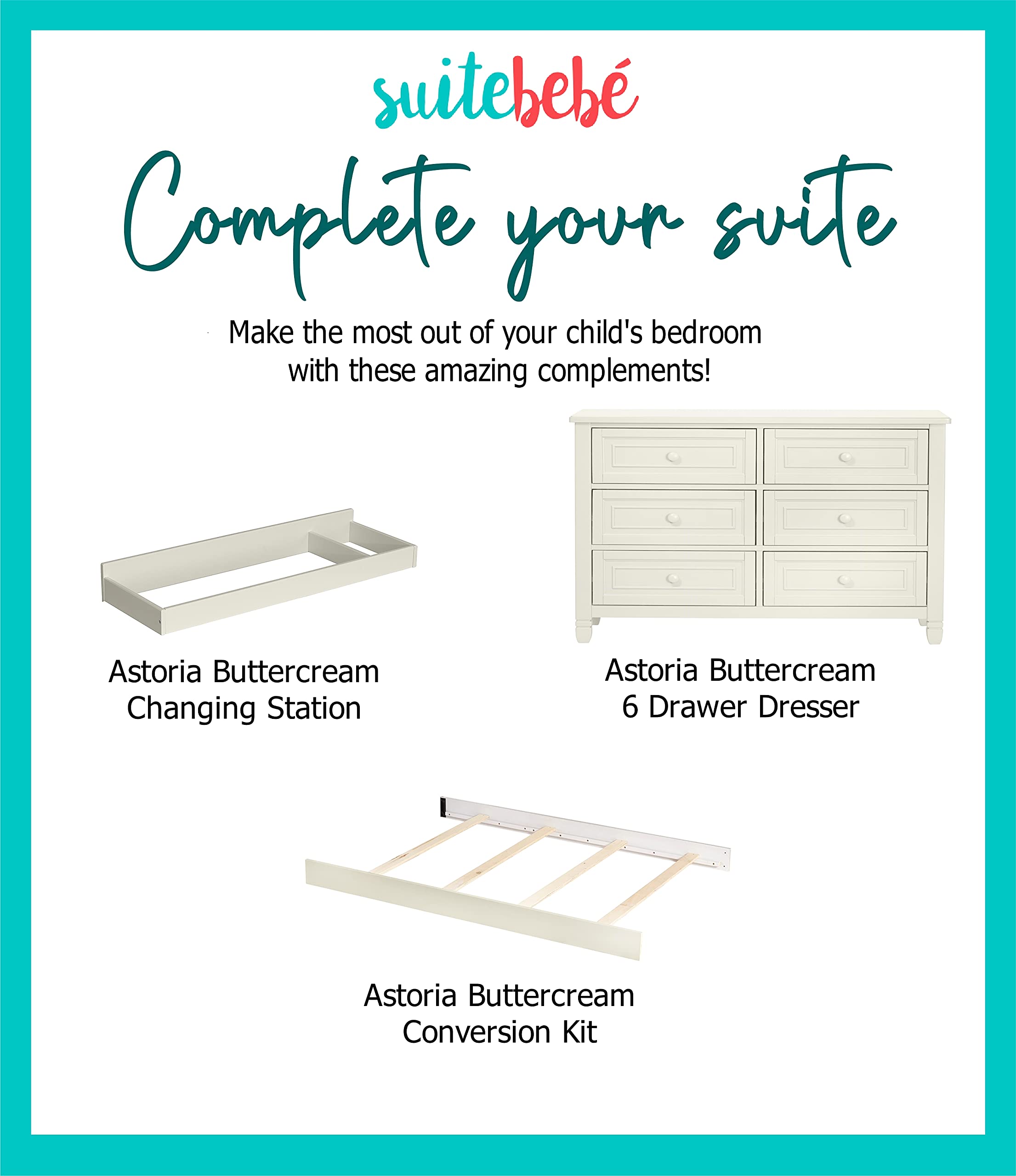 Astoria 4-in-1 Convertible Crib with Toddler Guard Rail - Lifetime Baby Bed to Full Size Bed, Buttercream Finish | Nursery Essential for Newborns, Infants & Toddlers | Perfect for Modern Nursery, Daycare or Guest Room