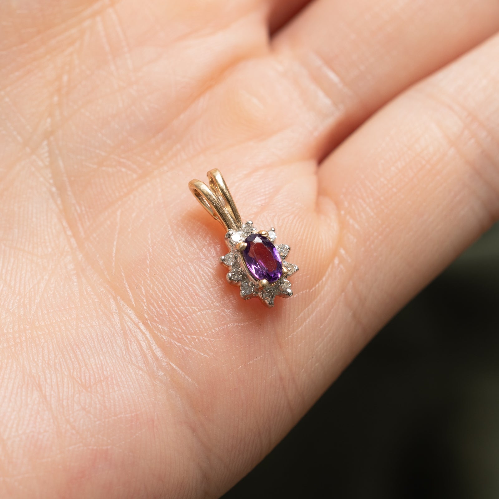 Amethyst & Diamond Halo Pendant Necklace - 0.15ct Genuine Amethyst with 0.05ctw Diamond Accents - Elegant Jewelry Gift for Women - Perfect for Weddings, Anniversaries & Special Occasions
