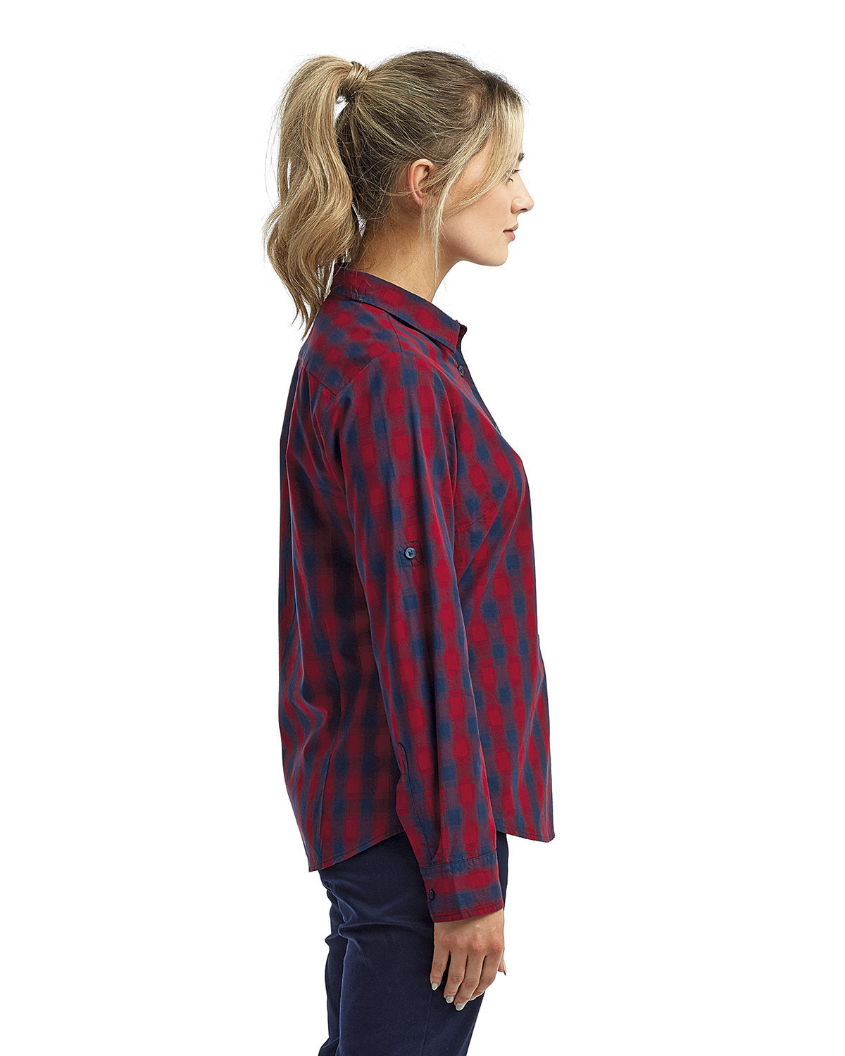 Reprime RP350 Women's Mulligan Check Long Sleeve Cotton Shirt - Artisan Collection - Perfect for Office, Casual Outings & Fall Layering