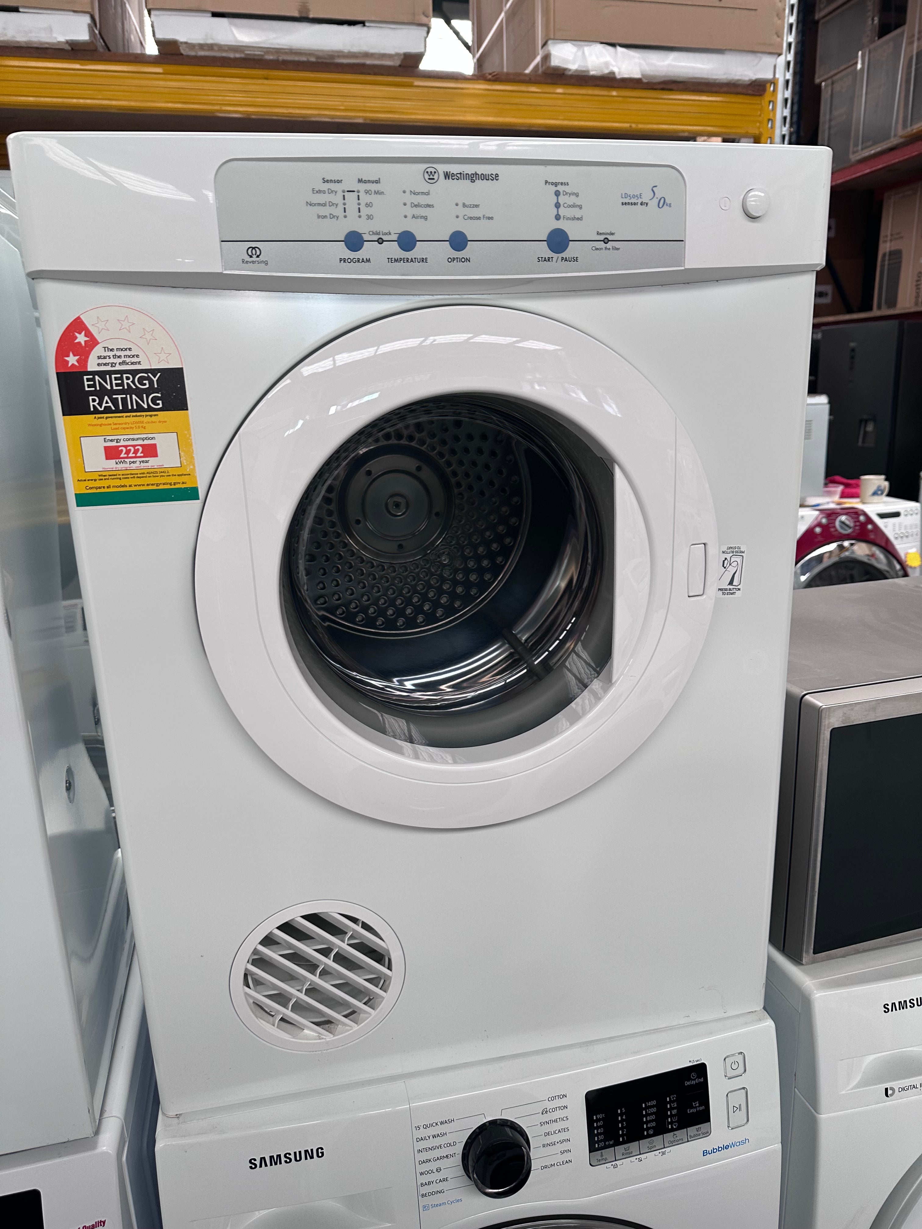 Westinghouse 5kg AutoSensing Dryer - Energy Efficient Refurbished Laundry Machine for Home & Apartment Use | Perfect for Small Spaces & Eco-Friendly Drying