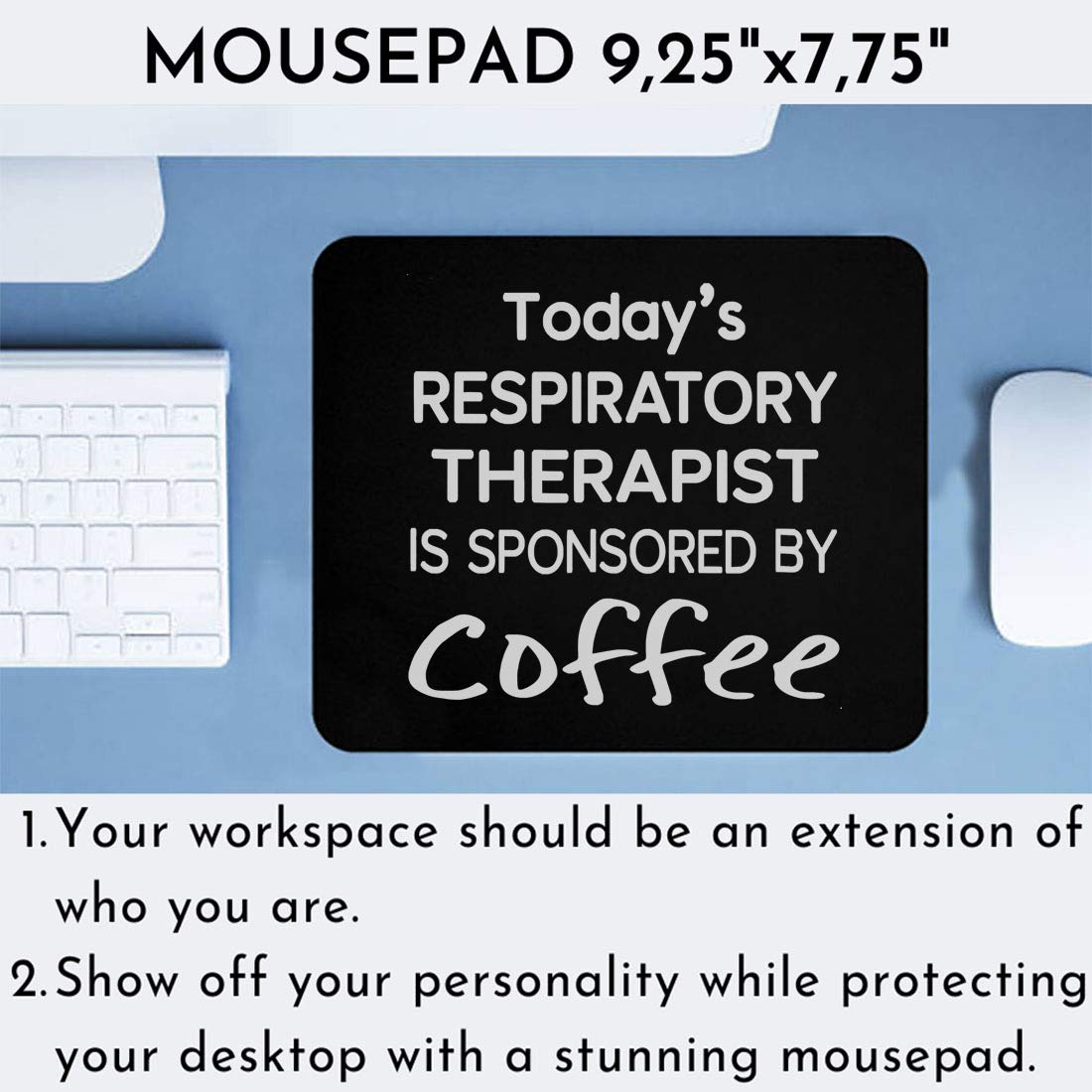 9 Inch Funny Coffee Themed Mousepad - Cute Cafe Design for Respiratory Therapists & Coffee Lovers - Perfect for Office, Gaming & Home Workspace