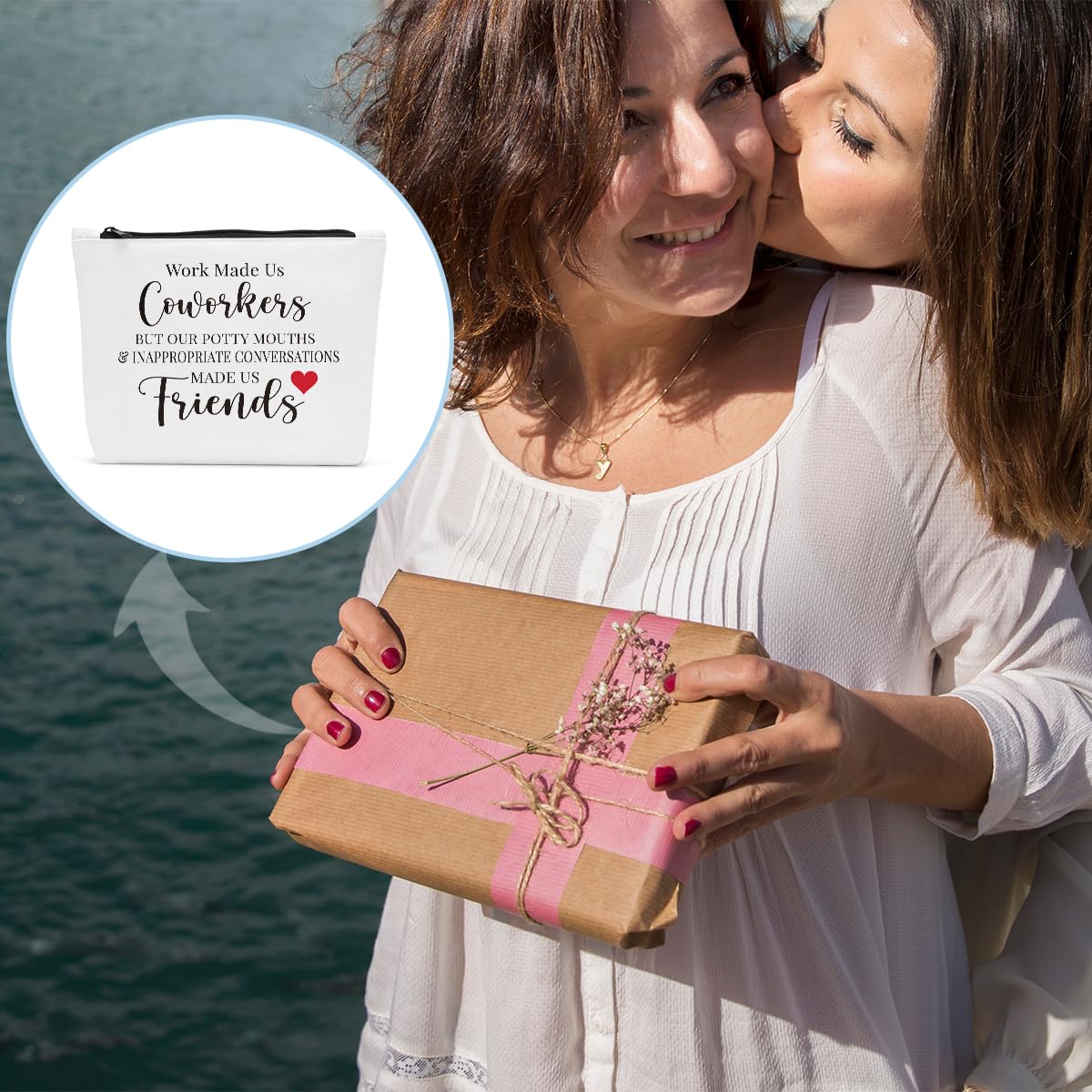 Funny Work Besties Gifts for Women - Cute Coworker Makeup Pouch & Cosmetic Bag - Perfect for Office Gifts, Birthday, Mothers Day, Going Away Presents - Great for Travel, Daily Use & Office Essentials