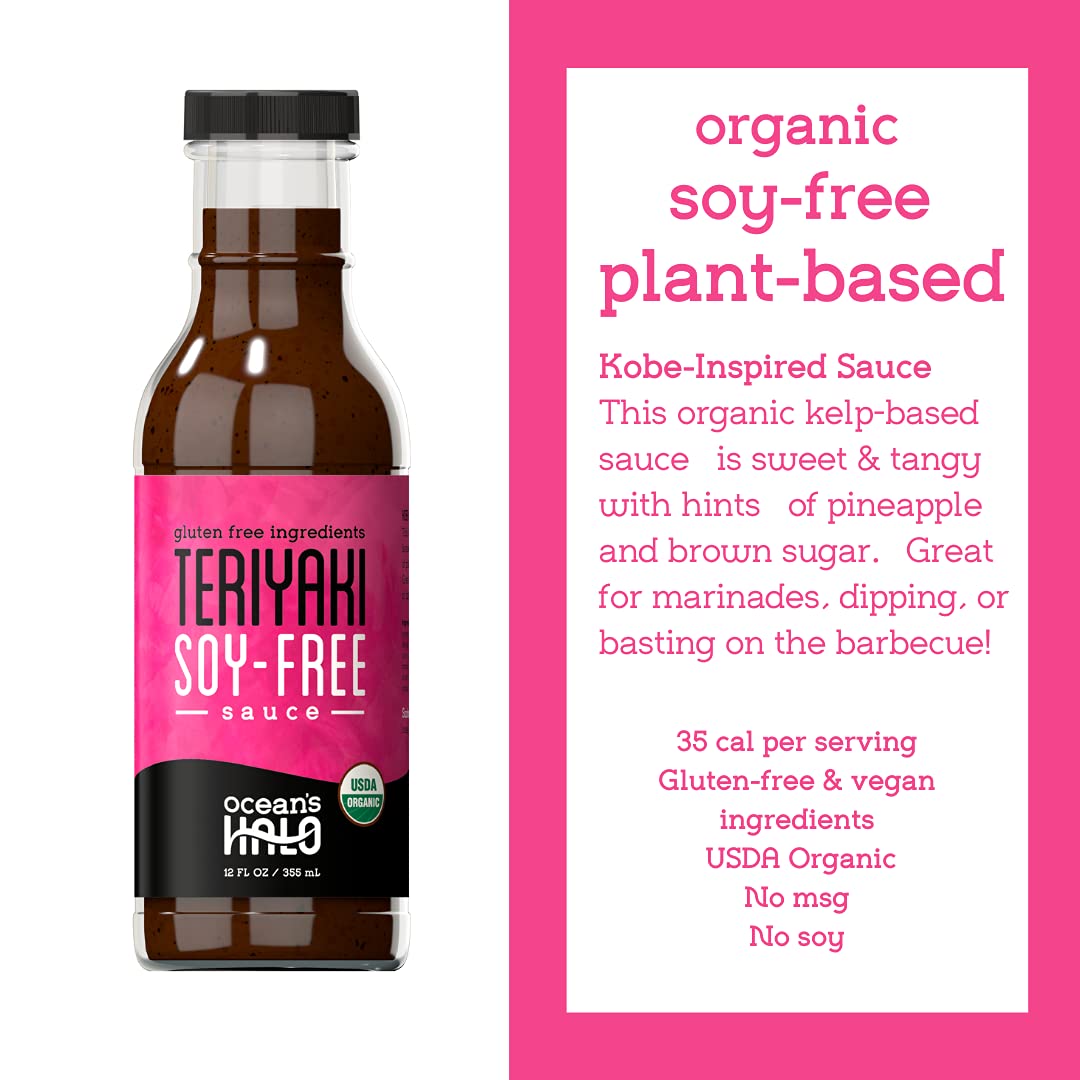 Ocean's Halo Organic Teriyaki Sauce - Soy-Free, Gluten-Free, Vegan (8oz) - Perfect for Stir Fry, Marinades & Asian-Inspired Dishes