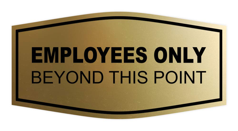 Premium 'Employees Only Beyond This Point' Wall Sign - Brushed Gold Business Signage - Easy to Install (1 Pack) - Perfect for Offices, Restaurants & Restricted Areas