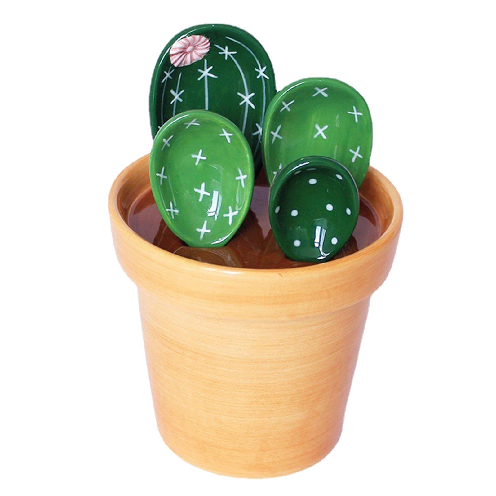 LOSA Creative Cactus Measuring Spoons Set - 5-Piece Stainless Steel Kitchen Measuring Spoons in Flower Pot - Perfect for Baking, Cooking & Coffee Measuring (Ideal Gift for Home Chefs)