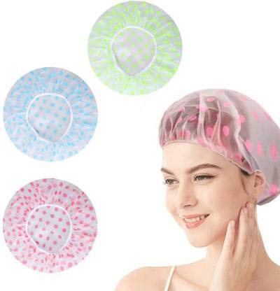 CRIYALE Waterproof Reusable Shower Cap for Women & Men - 3 Pack Hair Protection for Bathing, Swimming & Spa - Premium Elastic Shower Caps for Long Hair, Travel & Salon Use
