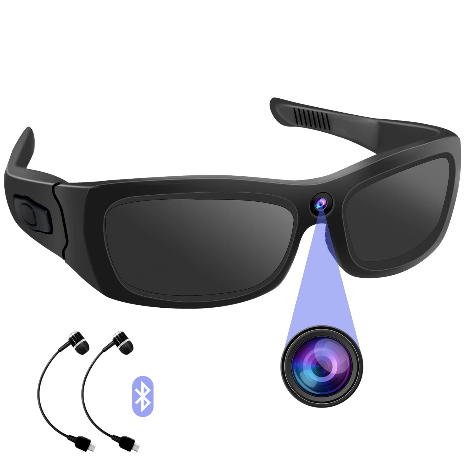 Bluetooth Sports Sunglasses Camera HD 1080P - Wearable Video Sunglasses for Running, Cycling & Outdoor Adventures - 2-Hour Recording for Photos & Videos