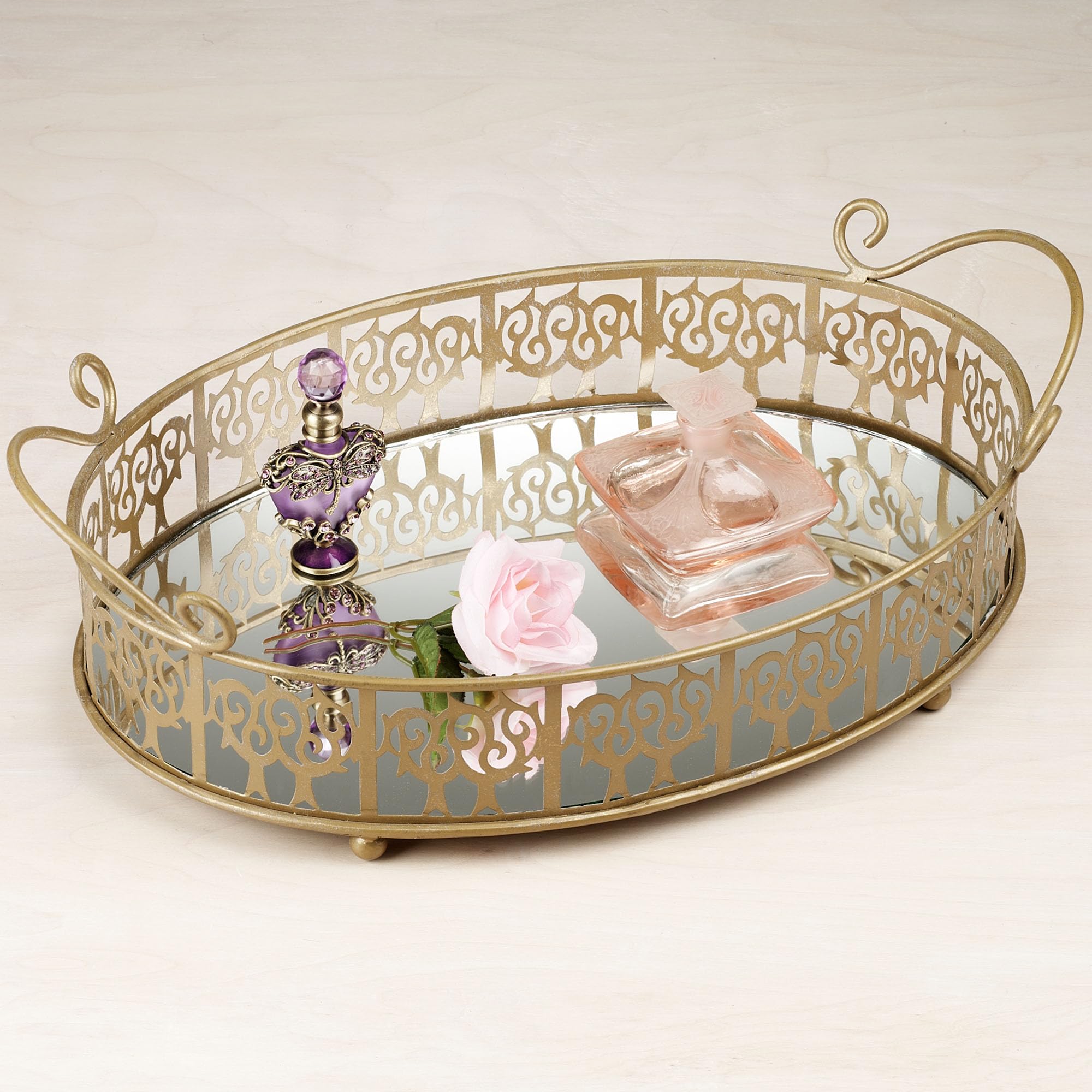 Ballina Mirror Vanity Tray for Jewelry & Cosmetics Organization