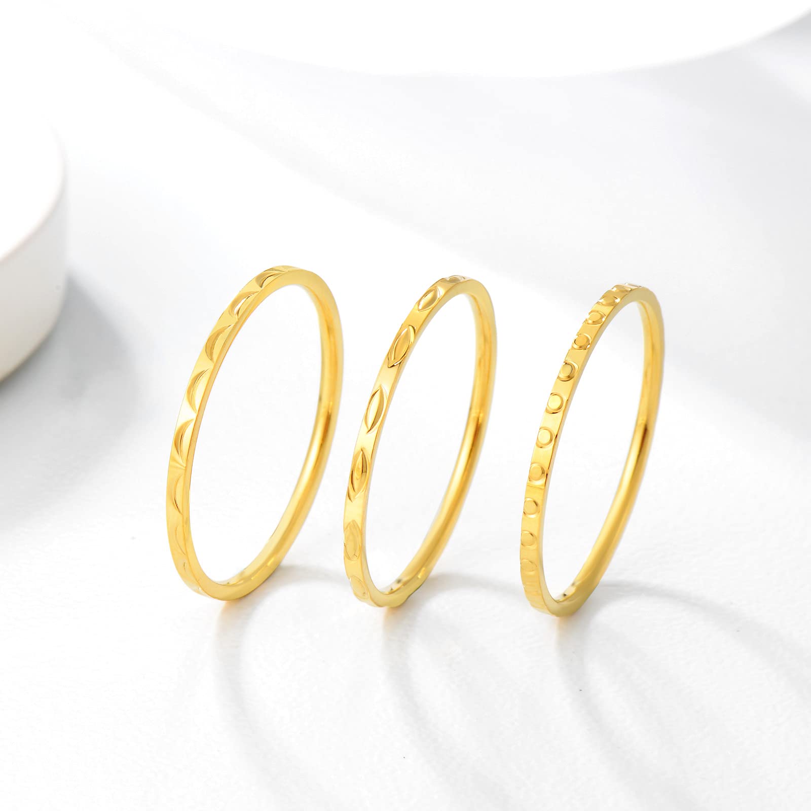 KAZITSAN 3pc Stainless Steel Rings for Women & Men - Silver/Rose Gold Stackable Bands for Wedding & Fashion