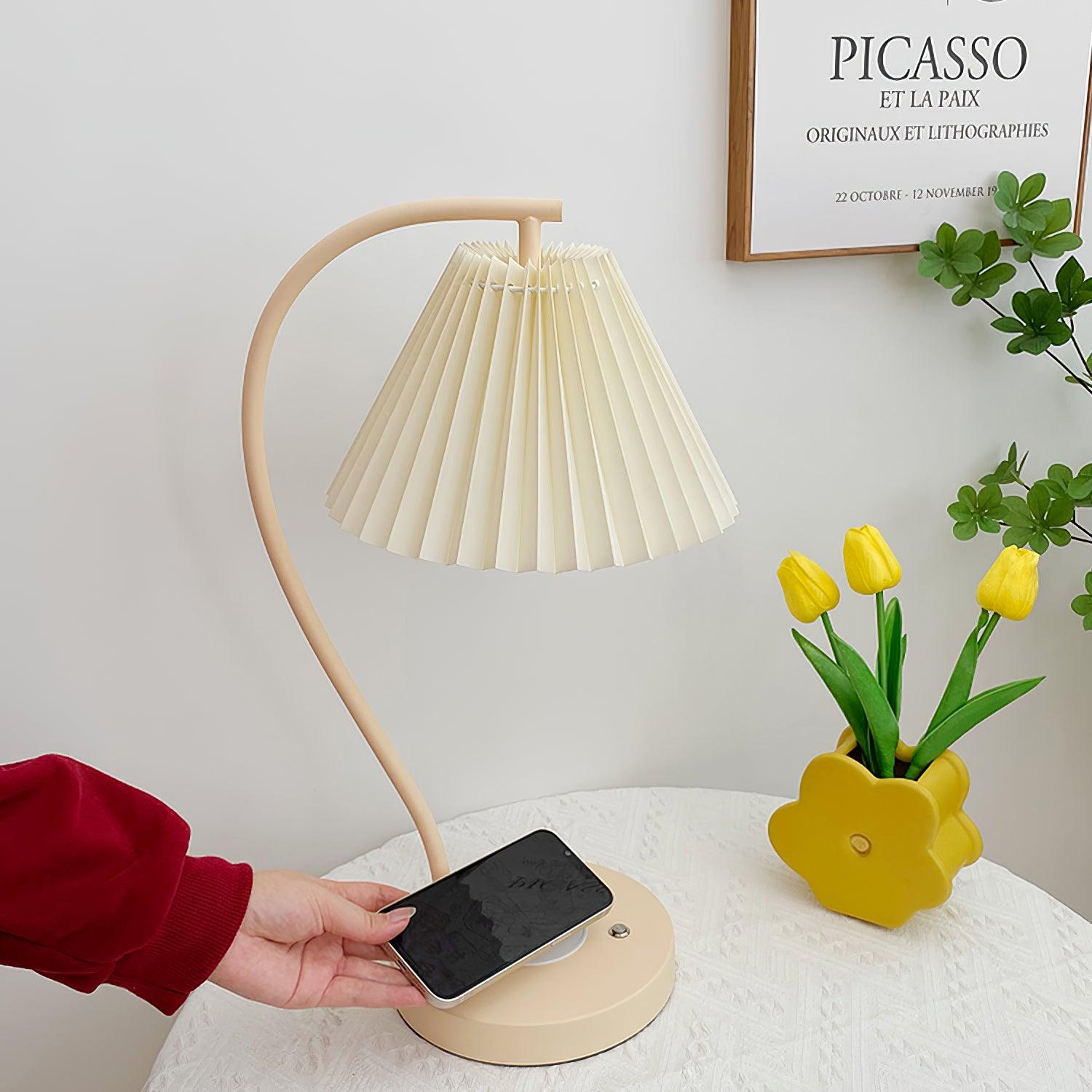 Elegant Crescini Pleated Table Lamp - Modern Home & Office Lighting for Bedroom, Living Room, and Study - Soft Ambient Light Decor