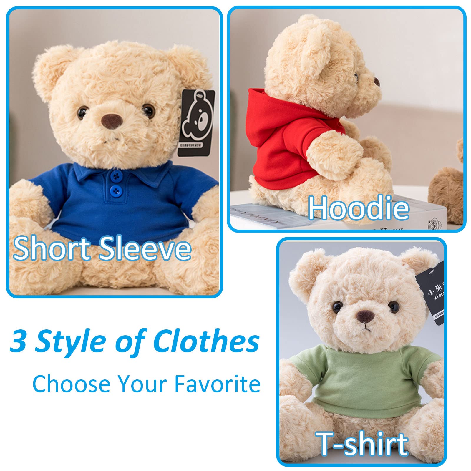 Custom Teddy Bear with Hoodie & Personalized Text - Unique Gift for Women, Men, Family & Friends - 10 Inch Blue Plush Bear for Christmas, Valentine's Day, Birthdays - Perfect for Anniversaries, Baby Showers & Romantic Surprises