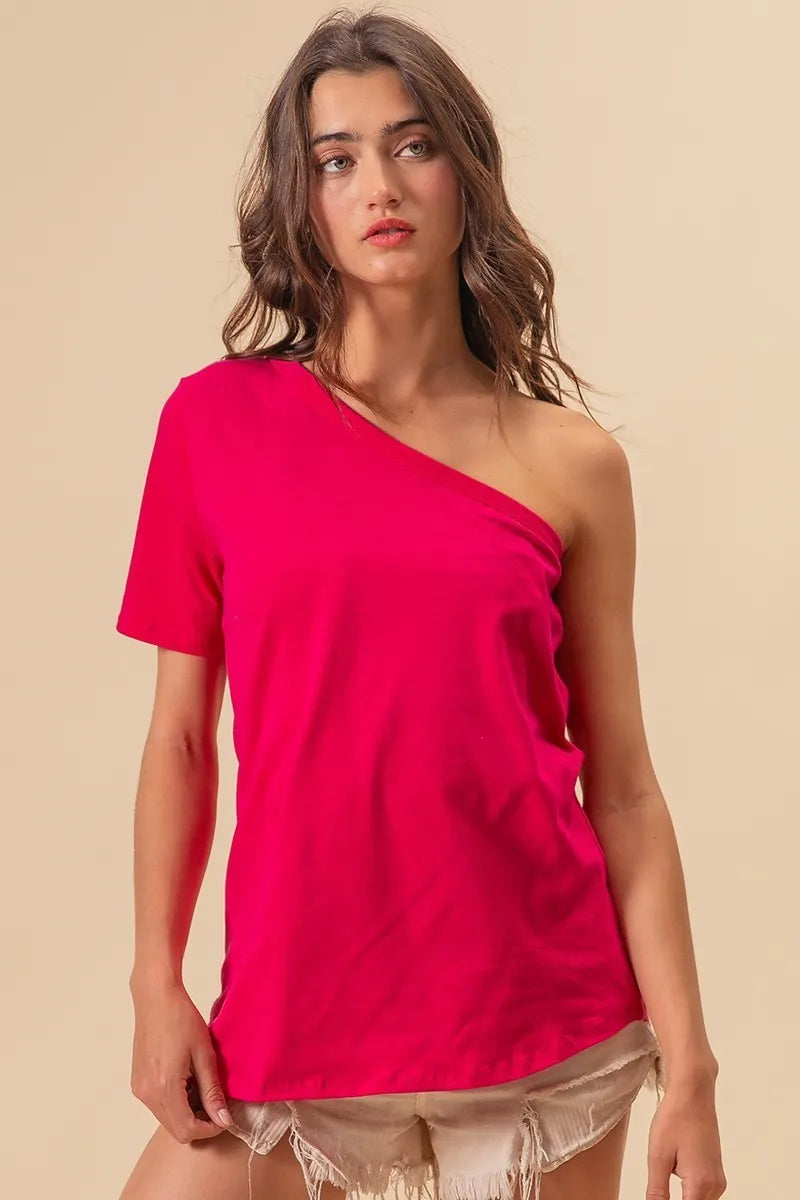 Stylish BiBi Cotton Spandex Knit One Shoulder Tops for Women | Trendy Summer Casual & Party Wear | Perfect for Beach Outings, Date Nights, and Club Events