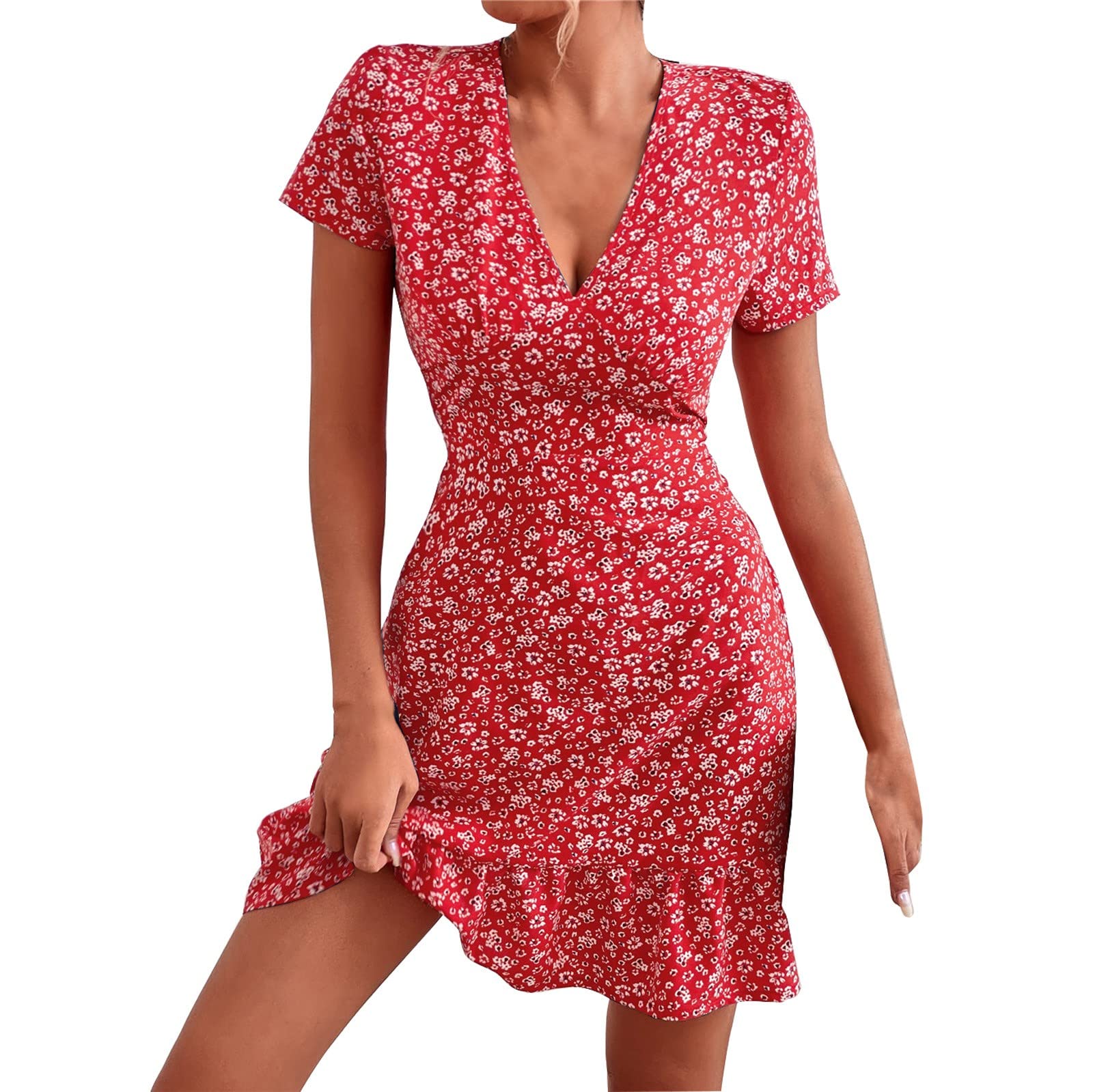 Women's Floral Print Sleeveless Halter A-Line Dress - Sexy Summer Business Casual Tops for Women | Perfect for Office Wear, Date Nights & Summer Parties