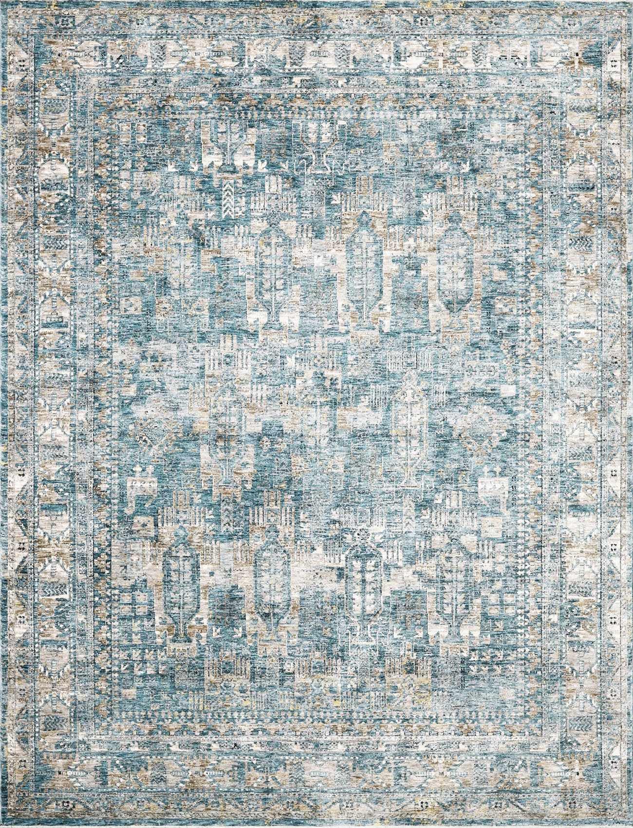 Hauteloom Cooranbong Traditional Beige Brown Blue Area Rug 6'7