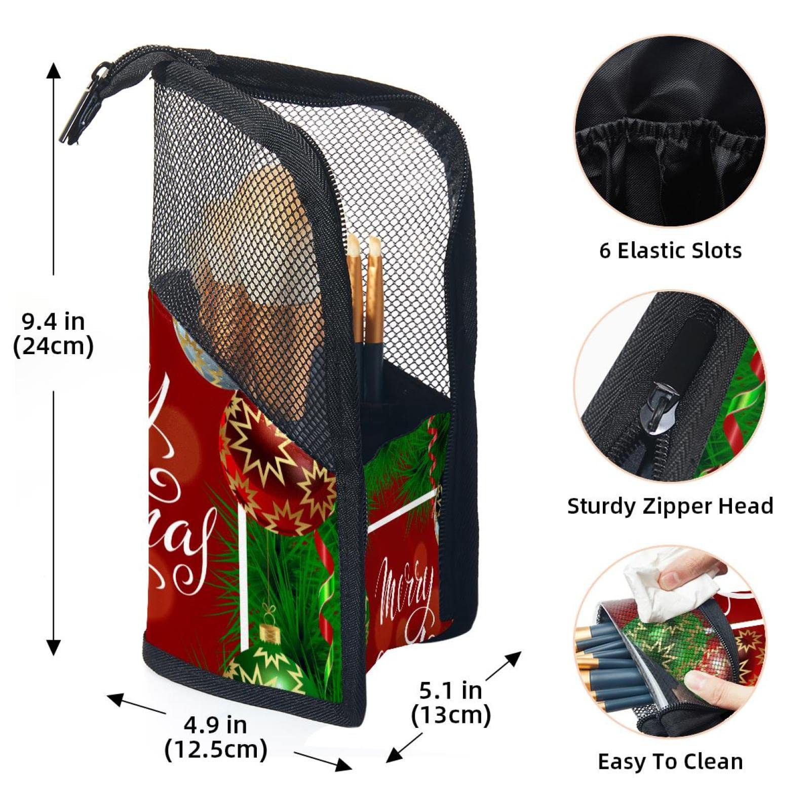 12-Piece Makeup Brush Organizer Bag with Christmas Card - Portable Travel Makeup Brush Holder Case for Professional Artists & Beginners (Perfect for Holiday Gifts, Travel, Salon & Home Makeup Storage)