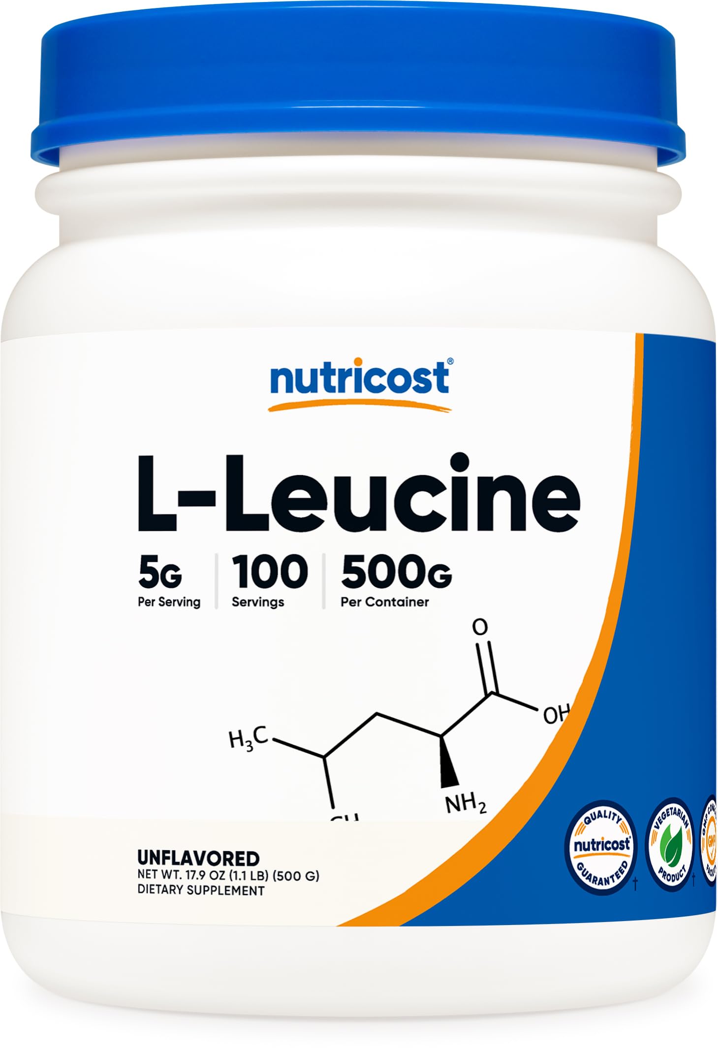 Nutricost Pure L-Leucine Powder 500g - Unflavored Branched Chain Amino Acid (BCAA) Supplement for Muscle Recovery & Workout Performance - Ideal for Athletes, Bodybuilders & Fitness Enthusiasts