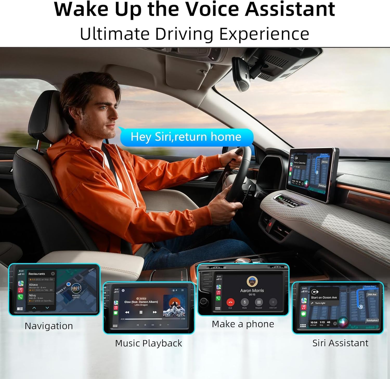 Quanlex Wireless CarPlay Adapter & Android Auto Wireless Adapter 2024 - 7-Color Ambient Light, Fast Connection for iOS 10+/Android 11+ (iPhone/Android Phones) - Perfect for Commuting, Road Trips & Hands-Free Driving