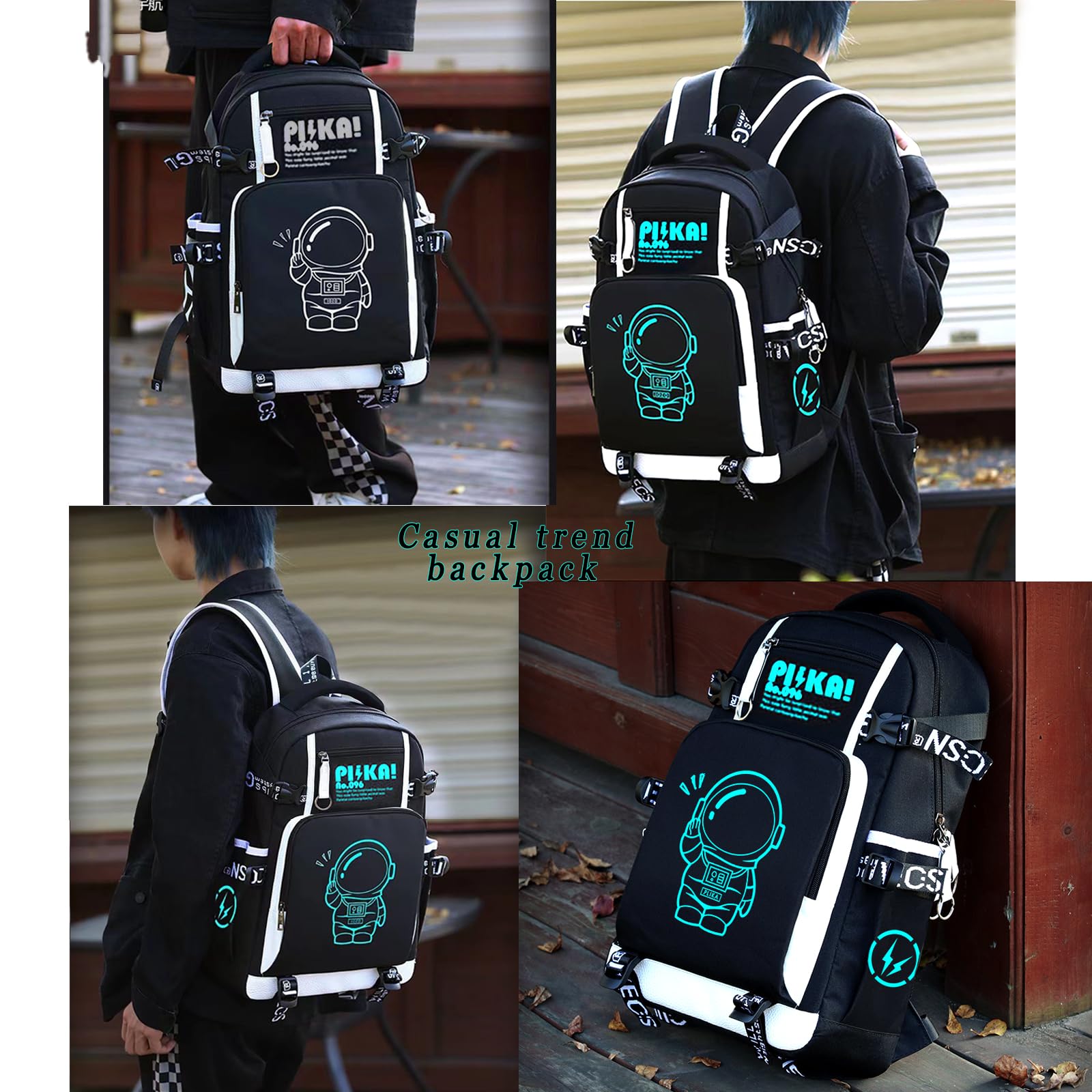Anime Luminous Backpack with USB Port & Security Lock - 15.6 Inch Large Capacity Anti-Theft Travel Laptop Backpack for School, Work & Outdoor Adventures