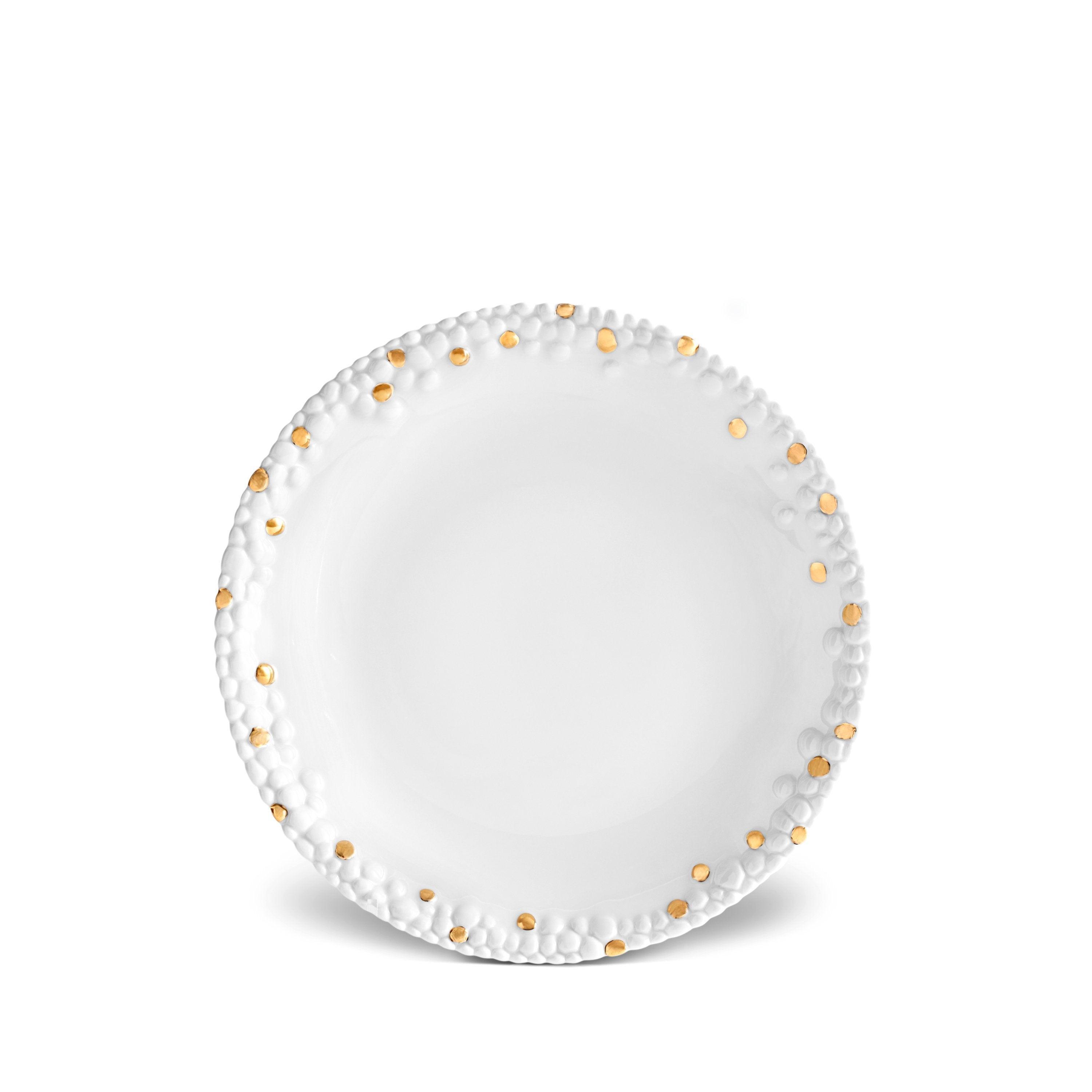 Haas Mojave Bread and Butter Plate - White and Gold Ceramic Appetizer Dish for Dining, Entertaining, and Home Decor