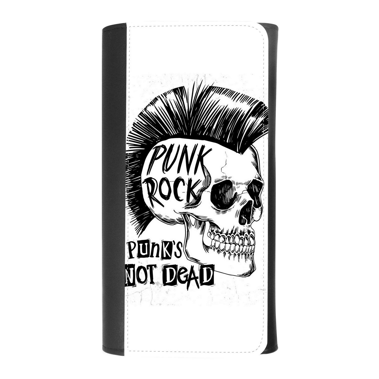 Punk Rock Skull Women's Leather Wallet – Tri-Fold Credit Card Holder with Belt Loop & Smartphone Protection – Perfect for Concerts, Travel & Everyday Use