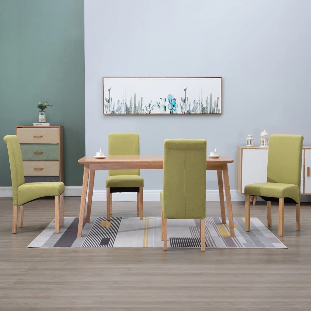 Stylish Green Fabric Dining Chairs Set of 4 - Modern Bistro Cafe Side Chairs for Kitchen, Patio & Indoor Use - Comfortable Club Chairs for Dining Room, Restaurant or Outdoor Entertaining