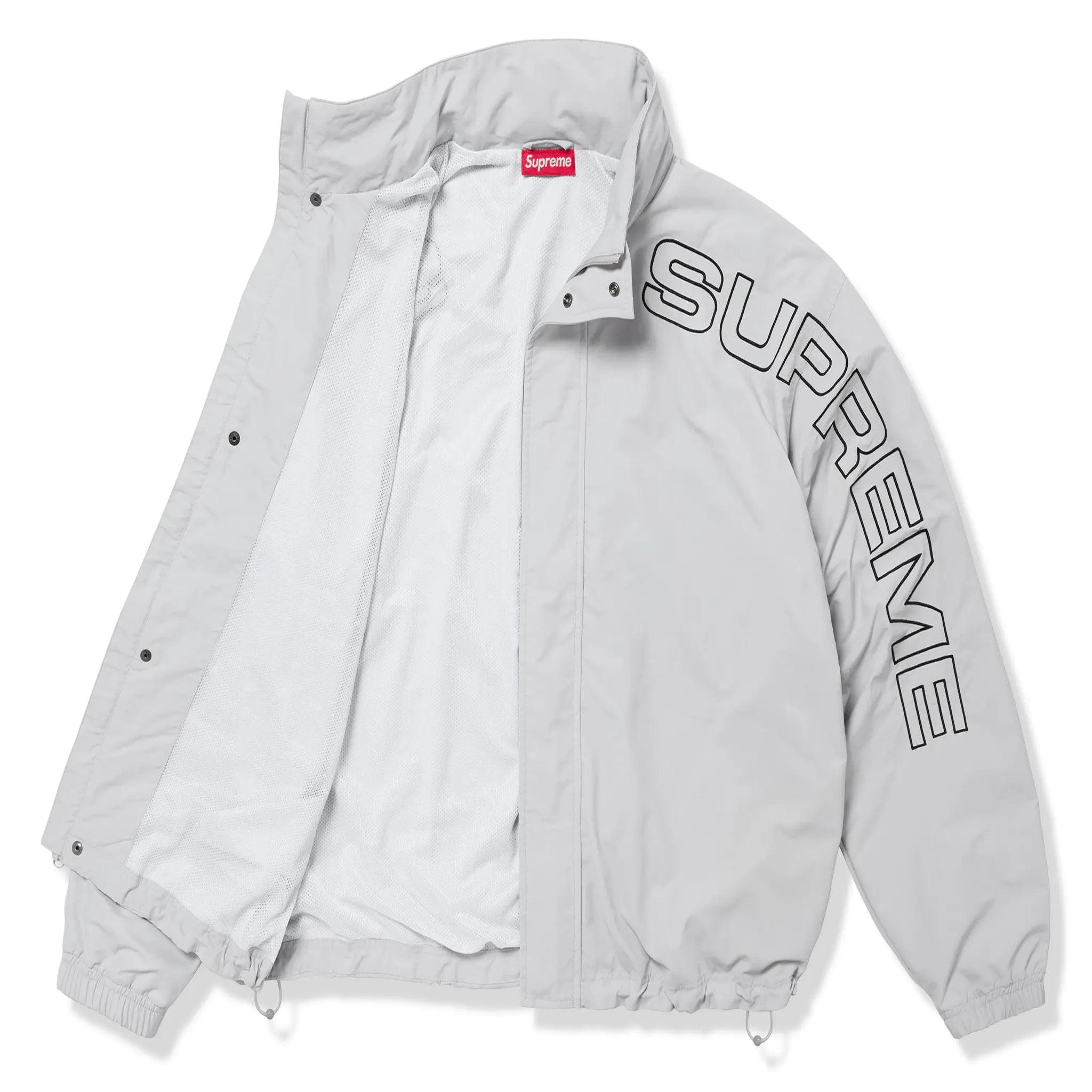 Supreme Spellout Embroidered Grey Track Jacket for Men - Winter 2024 Collection | Stylish Athletic Wear for Gym, Running & Street Fashion
