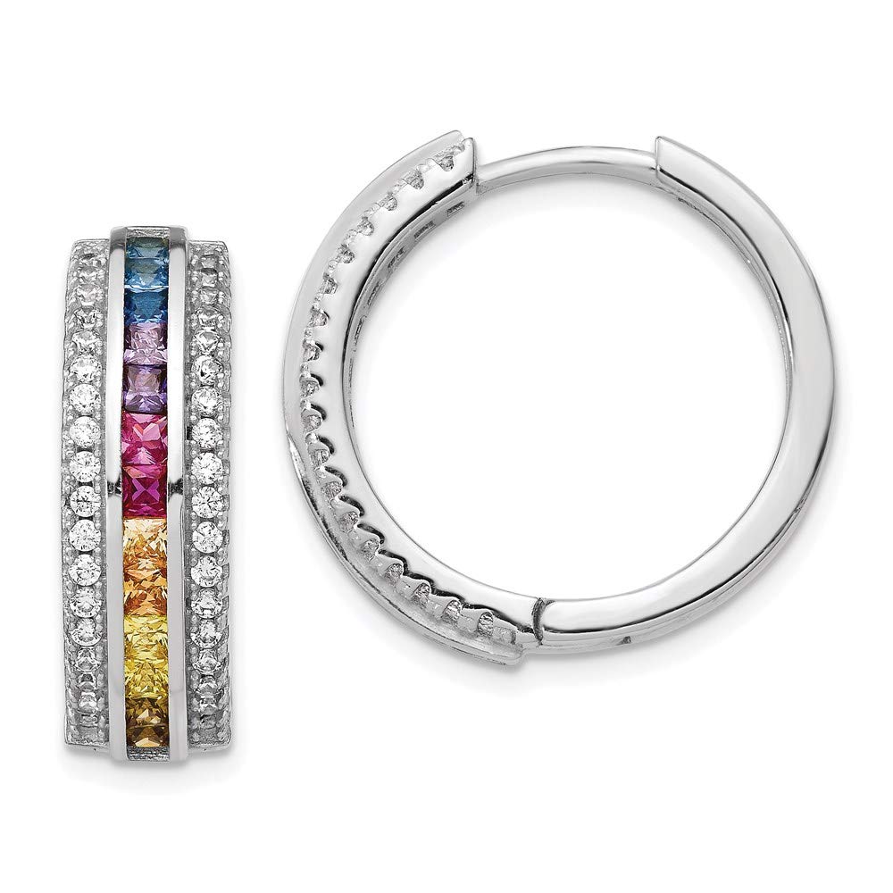 Elegant Sterling Silver Channel Set Cubic Zirconia Hoop Earrings for Women | Colorful CZ Stud Earrings | Perfect for Parties, Weddings & Everyday Wear