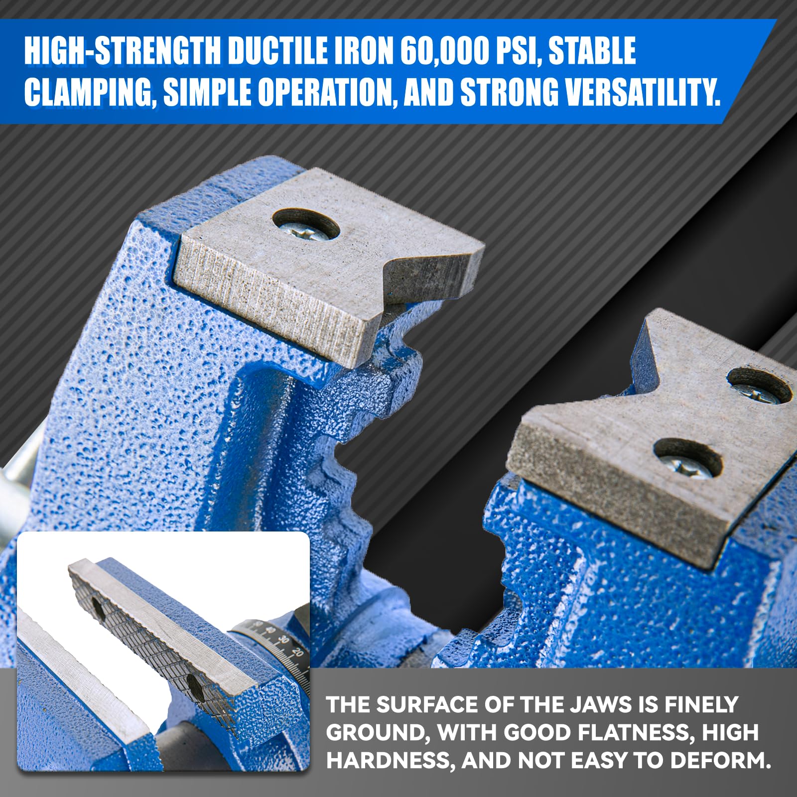 6-Inch Heavy Duty Bench Vise - 8800lbs Clamp Force, 360° Swivel Base, Ductile Iron Construction with Anvil for Metalworking, Woodworking & DIY Projects - Perfect for Garage, Workshop & Home Repair Use