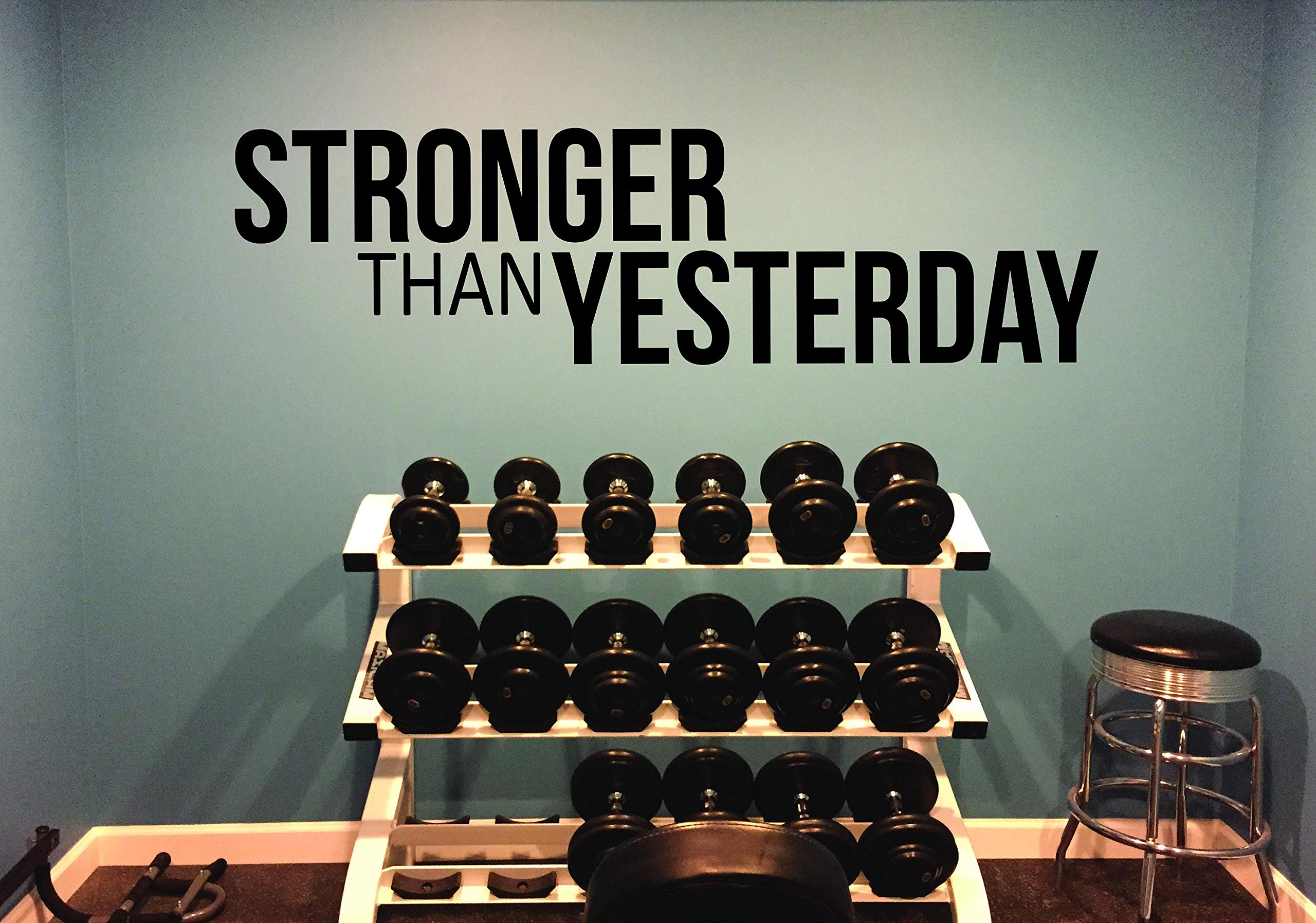 Art Vinyl Decals MBV Gym Wall Stickers - Motivational Fitness Decals for Home & Gym - Stronger Than Yesterday Inspirational Quote - Perfect for Workout Rooms, Home Gyms & Fitness Studios