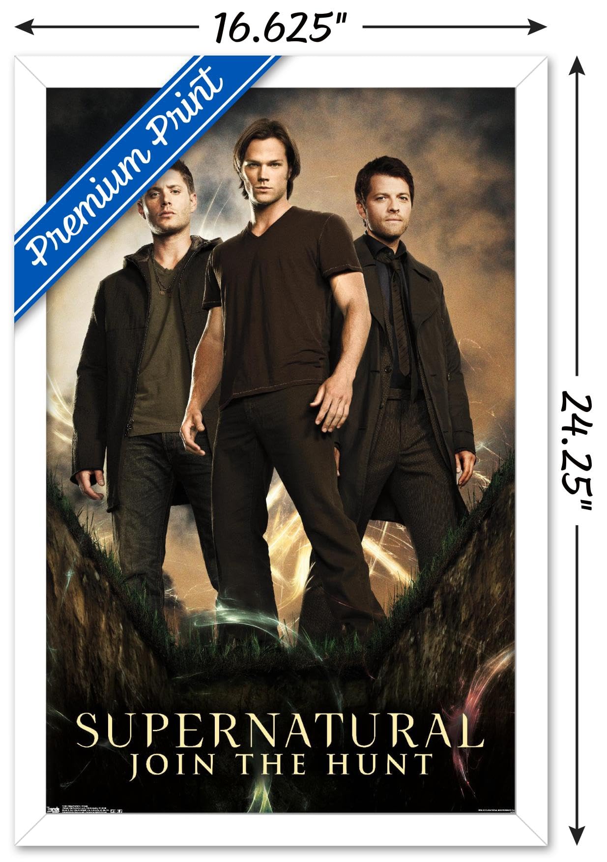 Supernatural TV Show Group Wall Poster - 14.725 x 22.375 Inches White Framed Art Print | Perfect for Bedroom Decor, Living Room Wall Art & Gift for Supernatural Fans