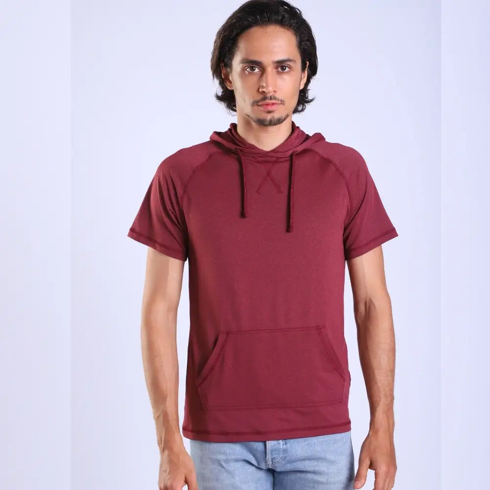 3 Pack Men's Performance Short Sleeve Hoodie - Moisture Wicking Athletic Shirts for Gym, Running & Outdoor Activities