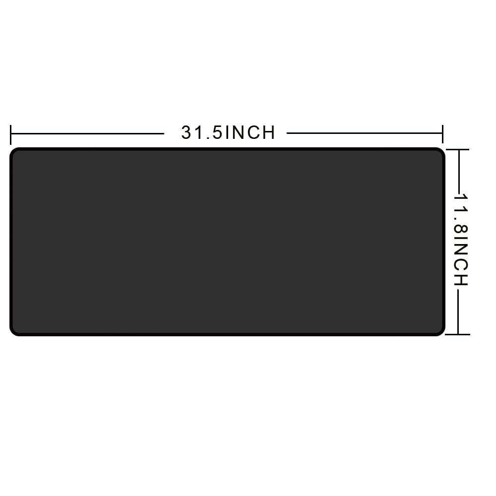 Large Extended Gaming Mouse Pad 31.5 x 11.8 Inch - Non-Slip Rubber Base with Stitched Edges | Durable Washable Desk Mat for PC, Laptop, Keyboard & Mouse | Perfect for Gamers, Office Work & Home Use (Black)