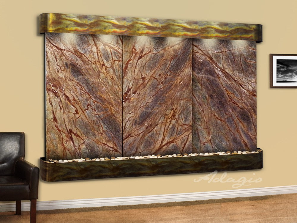 Adagio Solitude River Round Rustic Copper Brown Marble Tabletop | SRR1006 | Perfect for Farmhouse, Rustic & Modern Home Decor