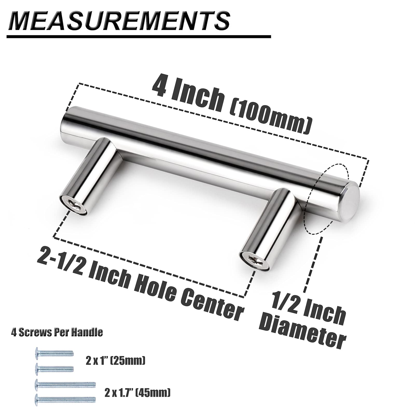 45 Pack Polished Chrome Cabinet Pulls - 2-1/2