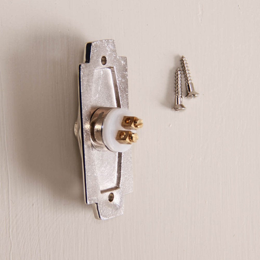 Vintage Art Deco Polished Nickel Bell Push - Elegant Doorbell Button for Classic & Modern Homes - Perfect for Entryways, Offices & Historic Renovations