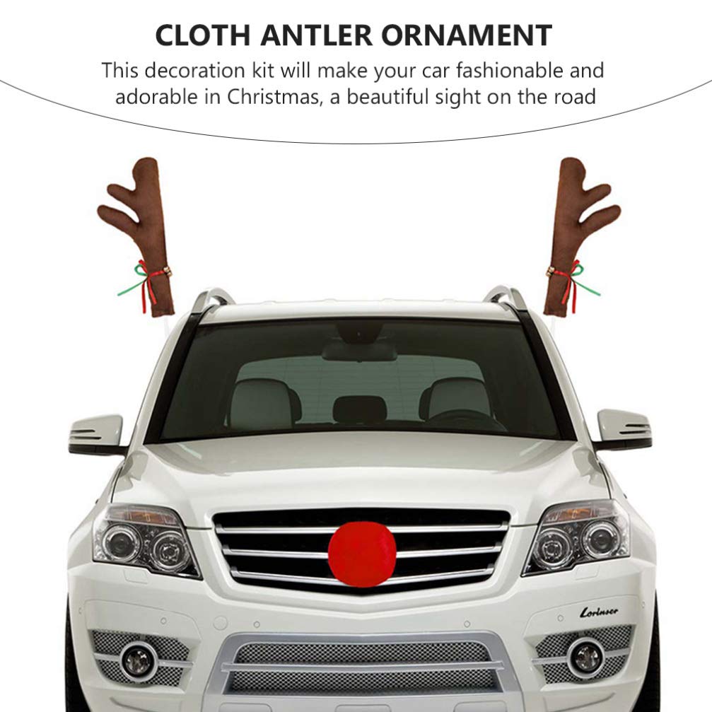 VICASKY Christmas Car Decoration Kit - Reindeer Auto Accessories, Rudolph Car Kit with Jingle Bells for Holiday Vehicle Costume | Perfect for Christmas Parades, Holiday Parties & Festive Family Road Trips