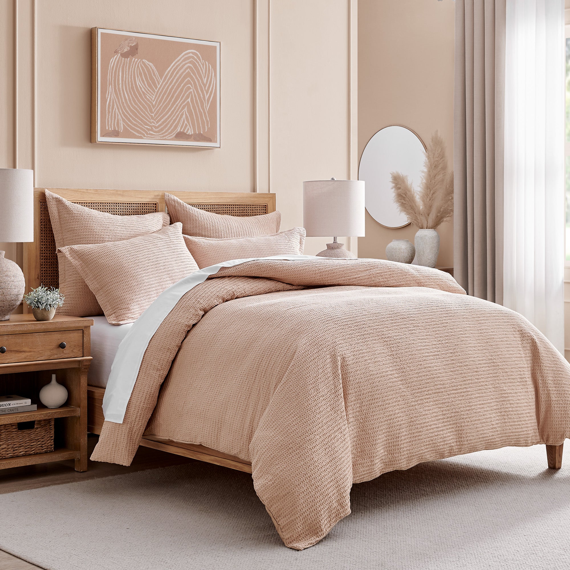 Premium Cloud Waffle Duvet Cover Set - Soft & Breathable Bedding - Queen/King Size - Luxury Textured Bedding for Cozy Sleep & Hotel-Style Comfort